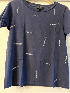 J. Crew Navy Tee with White Street-Name Print